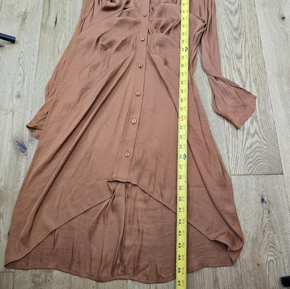 NWT Rust Orange Button Down Silky Midi Dress Size… - image 9